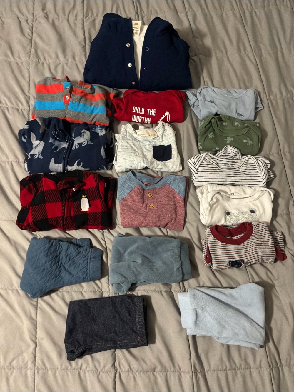 16 Piece 12 Month Mixed Brand Winter Baby Boy Bundle Lot